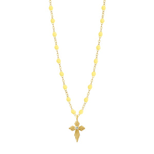 Gigi Clozeau - Collier mimosa Croix Lumière, Diamants, or jaune, 42 cm