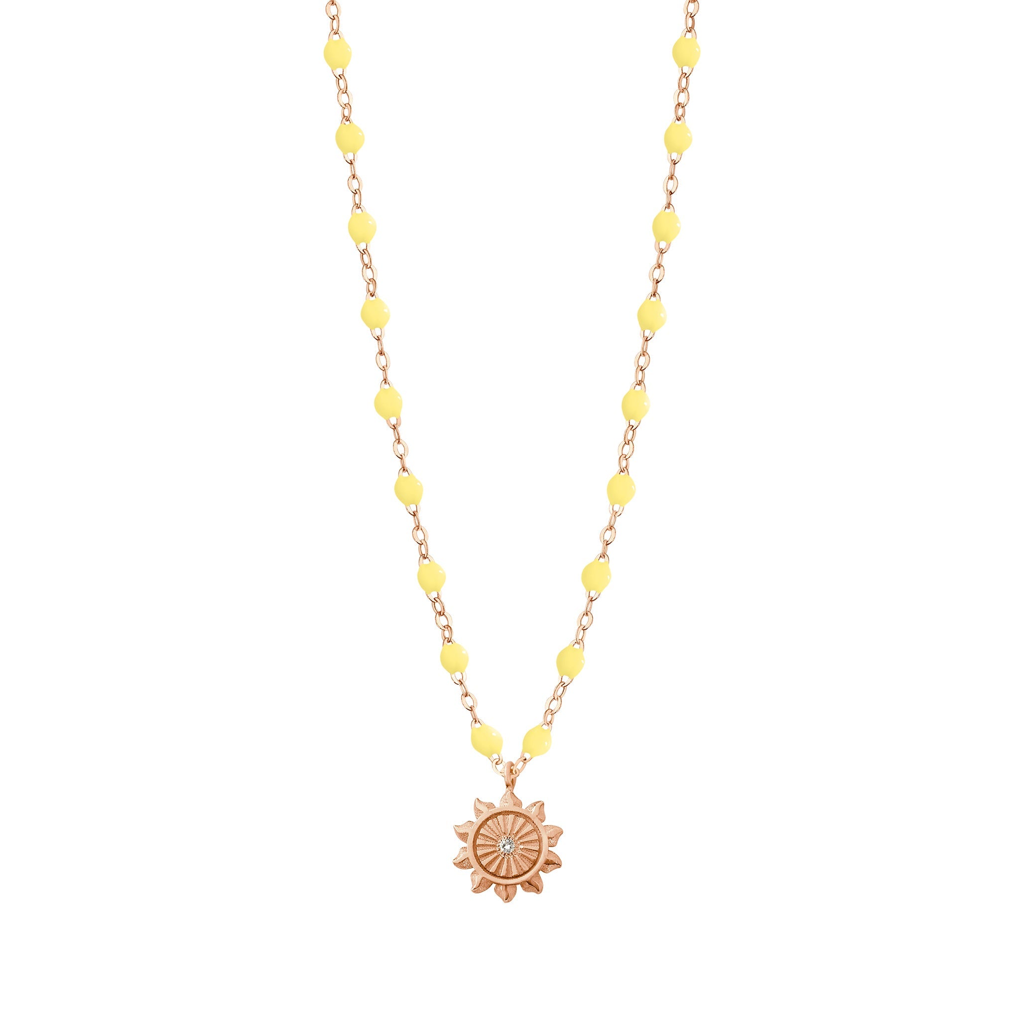 Gigi Clozeau - Collier mimosa Lucky Sun, Diamants, or rose, 42 cm