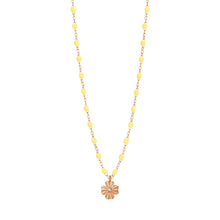 Gigi Clozeau - Collier mimosa Trèfle Lumière, diamant, or rose, 42 cm