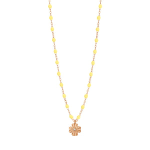 Gigi Clozeau - Collier mimosa Trèfle Lumière, diamant, or rose, 42 cm