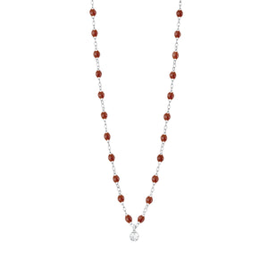 Gigi Clozeau - Collier moka Gigi Suprême, or blanc, 1 diamant, 42 cm