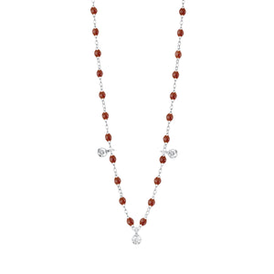 Gigi Clozeau - Collier moka Gigi Suprême, or blanc, 3 diamants, 45 cm