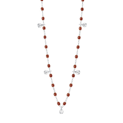 Gigi Clozeau - Collier moka Gigi Suprême, or blanc, 5 diamants, 45 cm