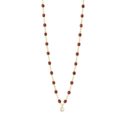 Gigi Clozeau - Collier moka Gigi Suprême, or jaune, 1 diamant, 42 cm