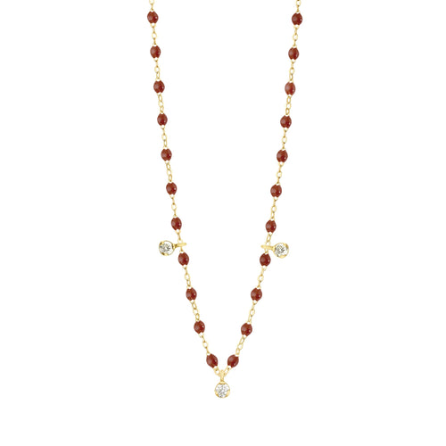 Gigi Clozeau - Collier moka Gigi Suprême, or jaune, 3 diamants, 45 cm