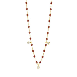 Gigi Clozeau - Collier moka Gigi Suprême, or jaune, 3 diamants, 45 cm