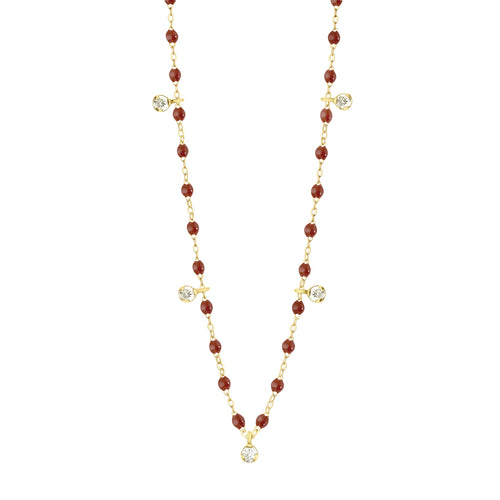 Gigi Clozeau - Collier moka Gigi Suprême, or jaune, 5 diamants, 45 cm