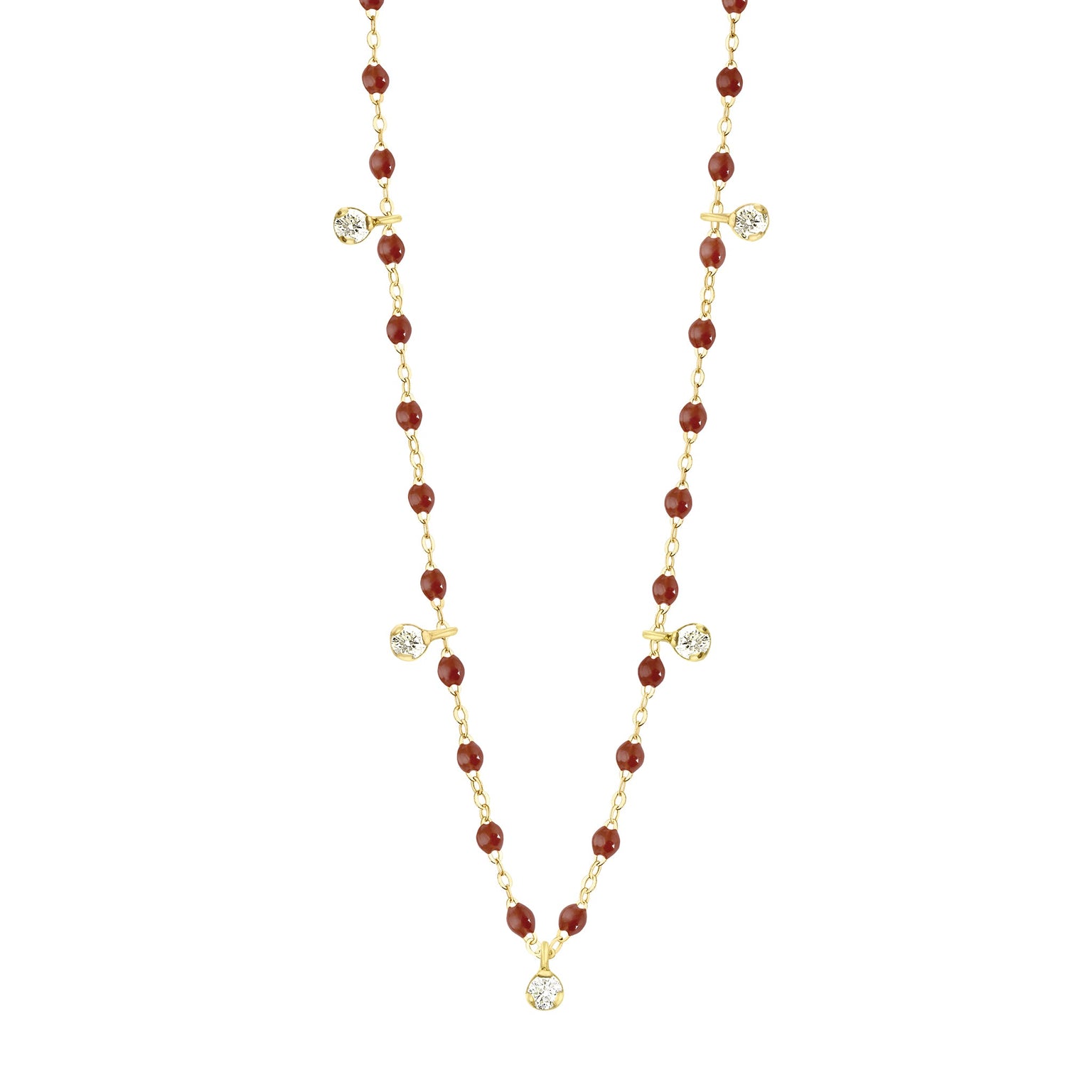 Gigi Clozeau - Collier moka Gigi Suprême, or jaune, 5 diamants, 45 cm