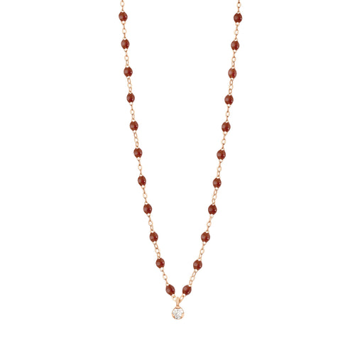 Gigi Clozeau - Collier moka Gigi Suprême, or rose, 1 diamant, 42 cm