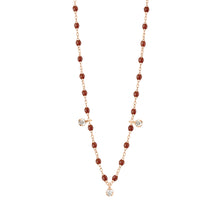 Gigi Clozeau - Collier moka Gigi Suprême, or rose, 3 diamants, 45 cm