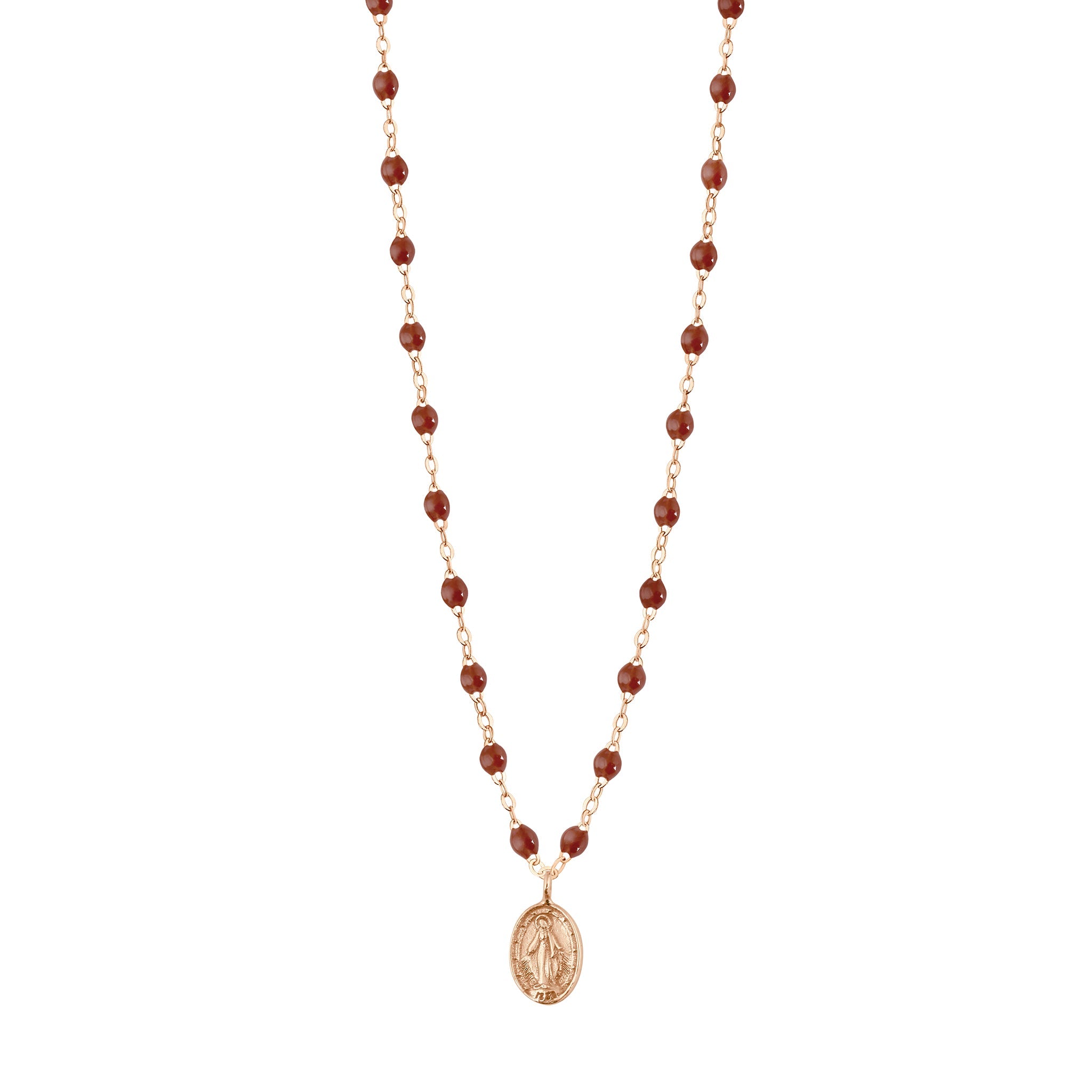 Gigi Clozeau - Collier moka Madone, or rose, 42 cm