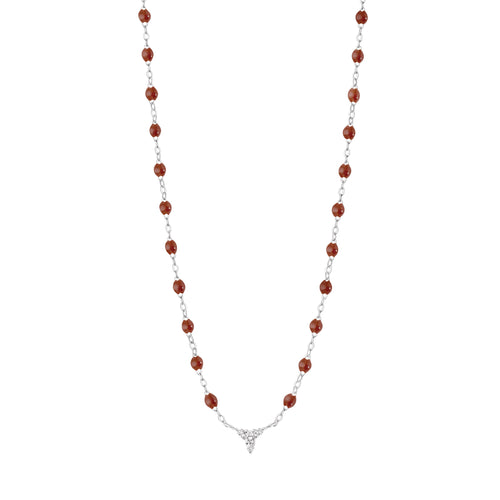 Gigi Clozeau - Collier moka petit Kosmos, diamants, or blanc, 42 cm