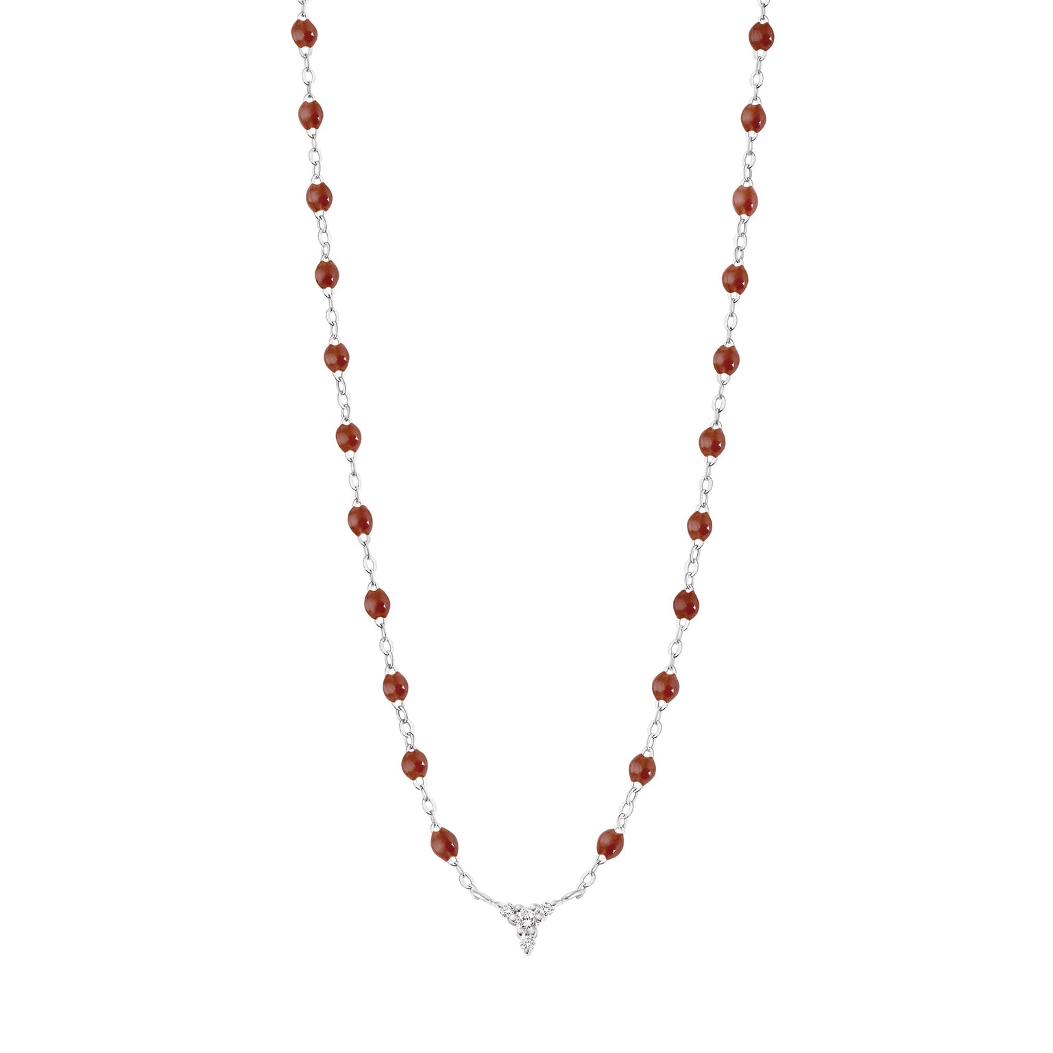 Gigi Clozeau - Collier moka petit Kosmos, diamants, or blanc, 42 cm