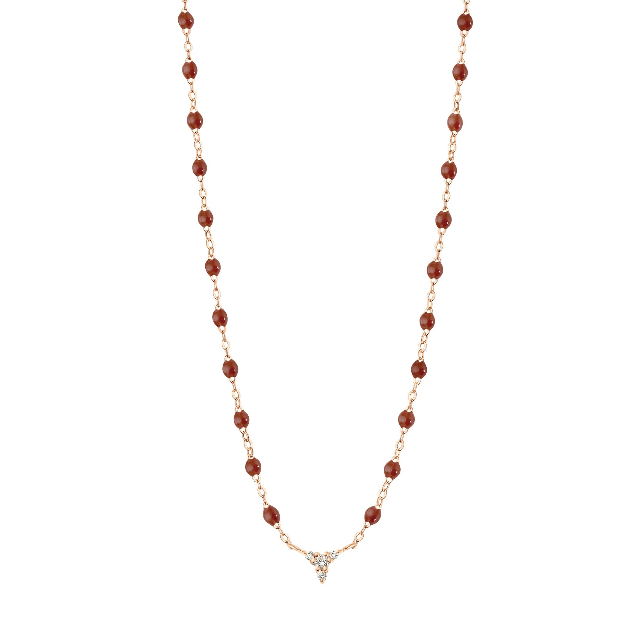 Gigi Clozeau - Collier moka petit Kosmos, diamants, or rose, 42 cm