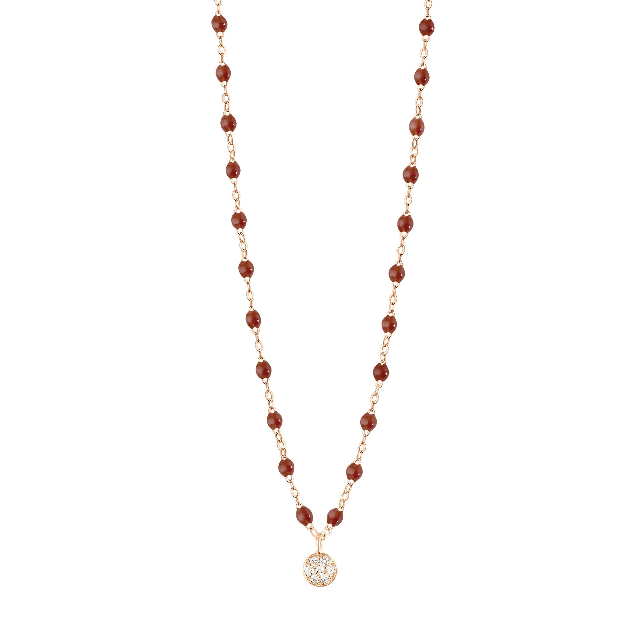 Gigi Clozeau - Collier moka Puce, diamants, or rose, 42 cm