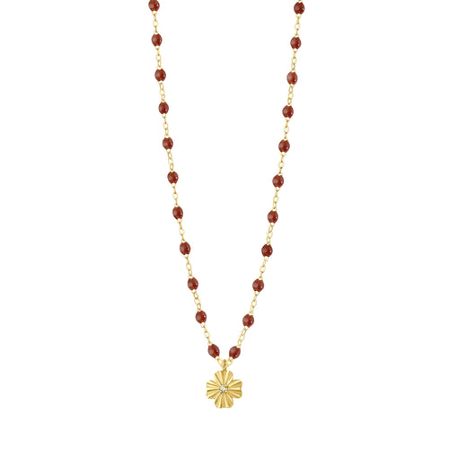 Gigi Clozeau - Collier moka Trèfle Lumière, diamant, or jaune, 42 cm