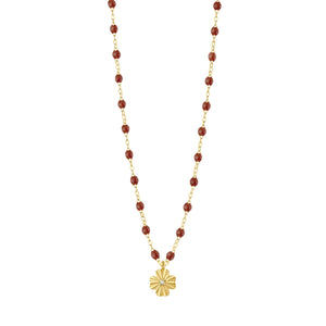 Gigi Clozeau - Collier moka Trèfle Lumière, diamant, or jaune, 42 cm