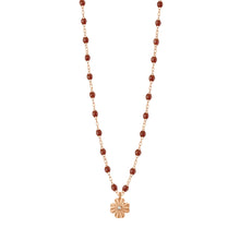 Gigi Clozeau - Collier moka Trèfle Lumière, diamant, or rose, 42 cm