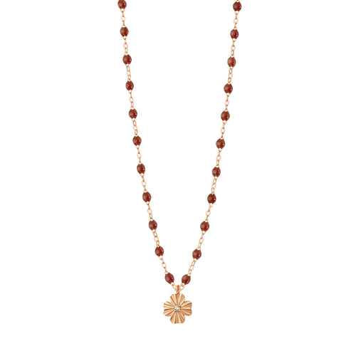 Gigi Clozeau - Collier moka Trèfle Lumière, diamant, or rose, 42 cm