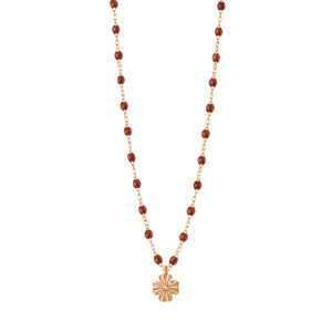 Gigi Clozeau - Collier moka Trèfle Lumière, diamant, or rose, 42 cm