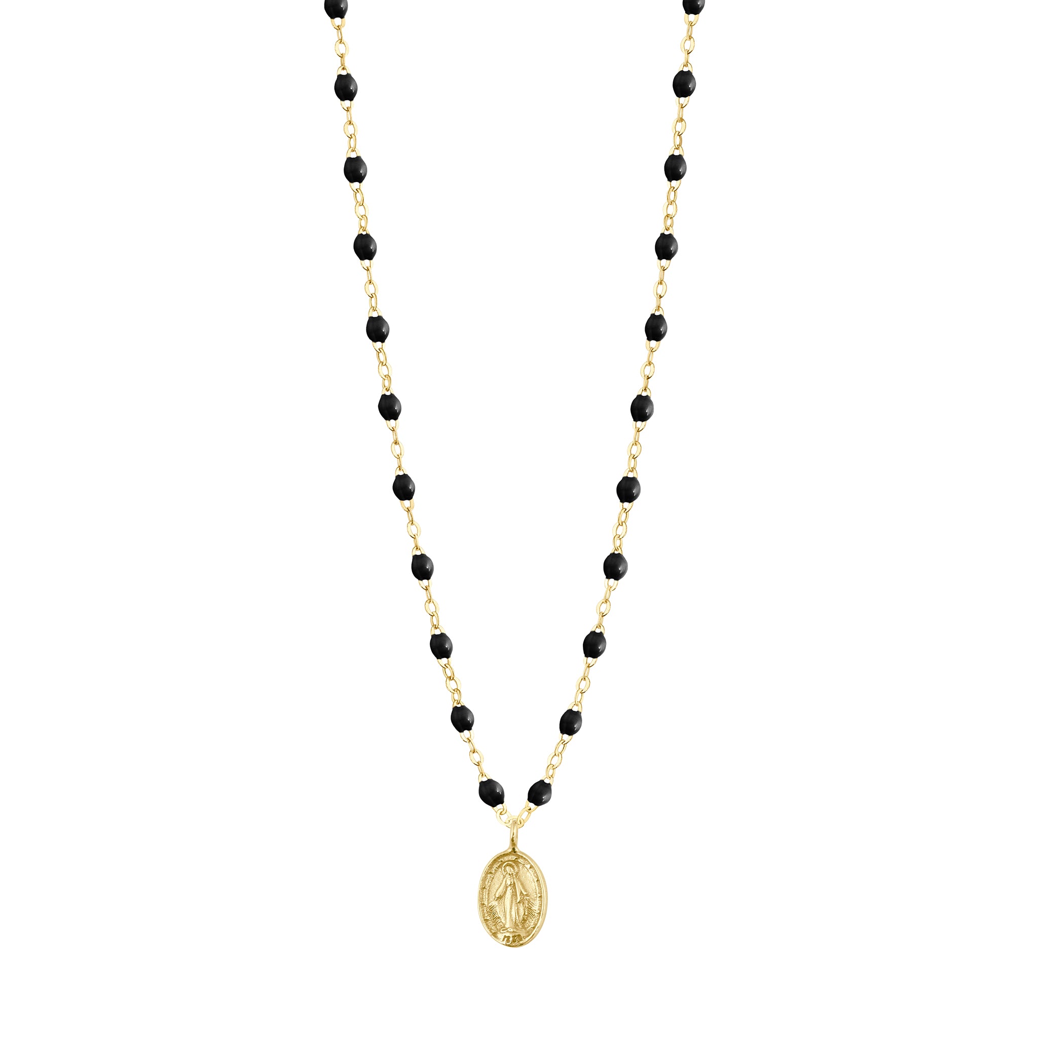 Gigi Clozeau - Collier noir Madone, or jaune, 42 cm 