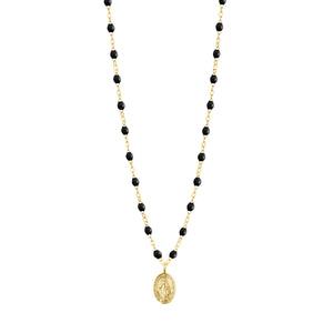 Gigi Clozeau - Collier noir Madone, or jaune, 42 cm 