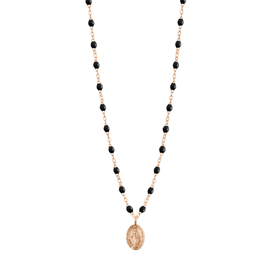 Gigi Clozeau - Collier noir Madone, or rose, 42 cm 
