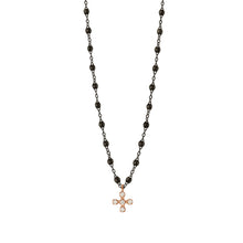 Gigi Clozeau - Collier noir Spark diamants, or noir et rose, 42 cm