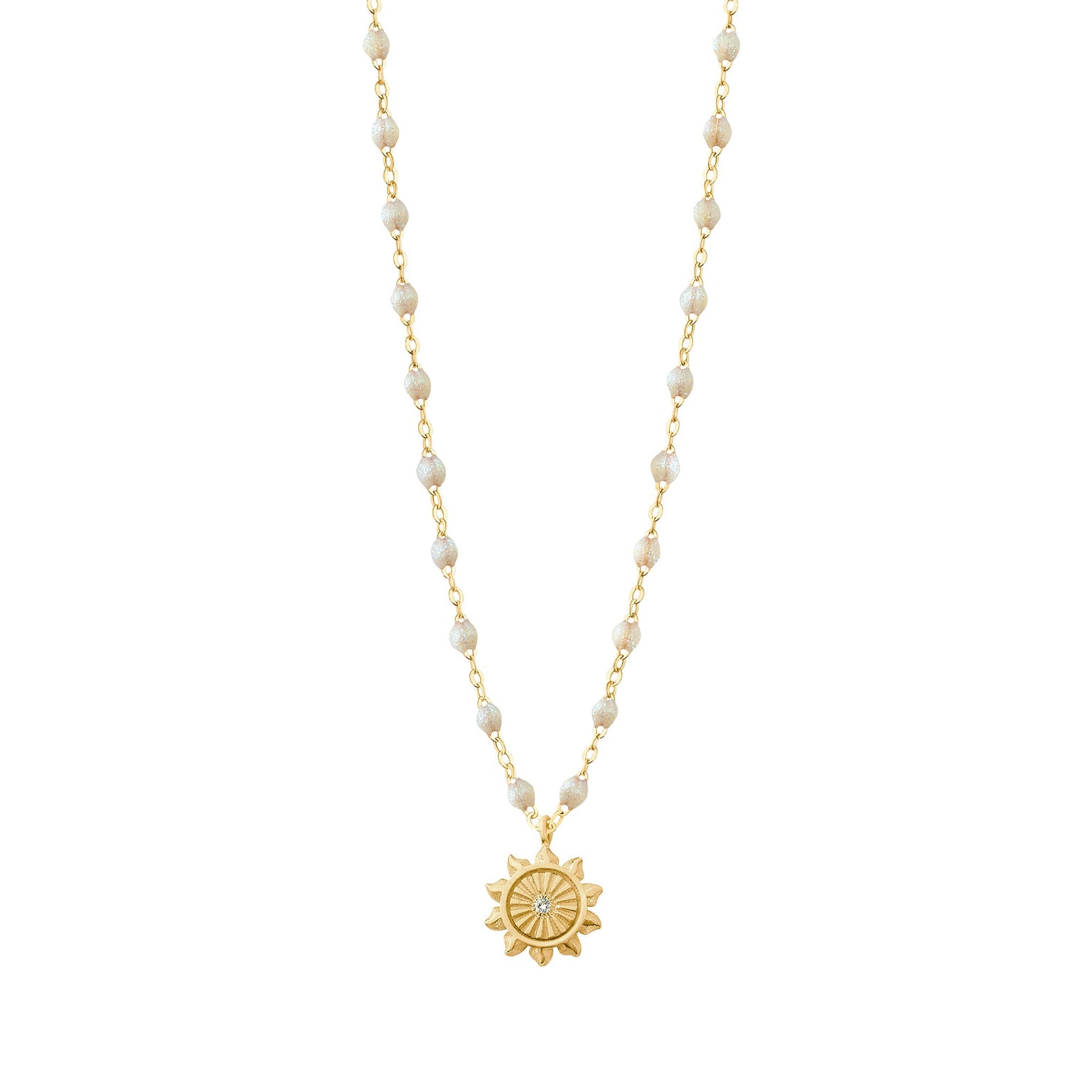 Gigi Clozeau - Collier opale Lucky Sun diamants, or jaune, 42 cm