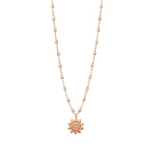 Gigi Clozeau - Collier opale Lucky Sun diamants, or rose, 42 cm
