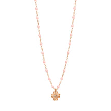 Gigi Clozeau - Collier rose bébé Trèfle Lumière, diamant, or rose, 42 cm
