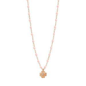 Gigi Clozeau - Collier rose bébé Trèfle Lumière, diamant, or rose, 42 cm