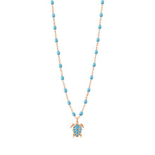 Gigi Clozeau - Collier turquoise Tortue, or rose, 42 cm