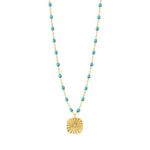 Gigi Clozeau - Collier turquoise vert Miss Lumière diamant, or jaune, 42 cm