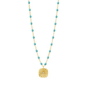 Gigi Clozeau - Collier turquoise vert Miss Lumière diamant, or jaune, 42 cm