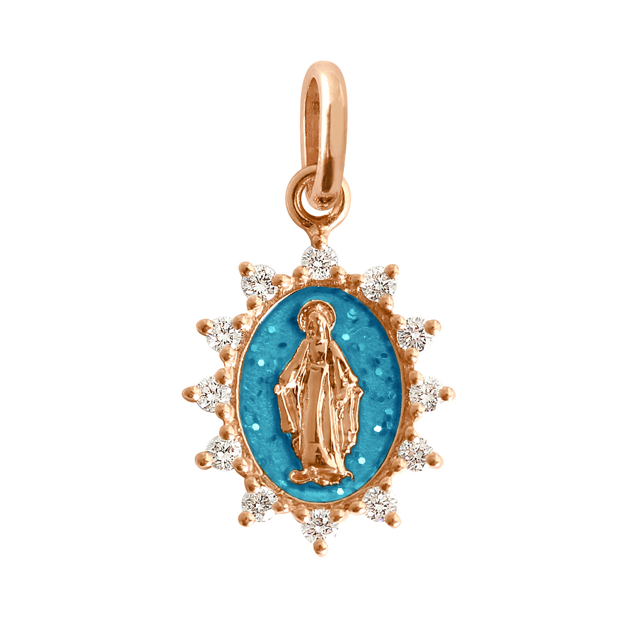 Gigi Clozeau - Pendentif azur Petite Madone Suprême, or rose, diamants