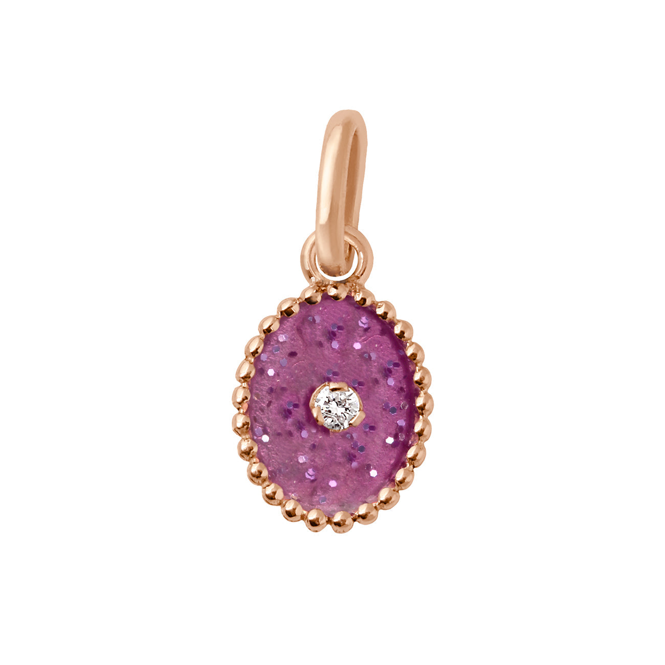 Gigi Clozeau - Pendentif Etoile du Nord résine galaxy, diamant, or rose