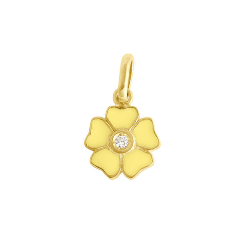 Gigi Clozeau - Pendentif Fleur résine mimosa, diamant, or jaune