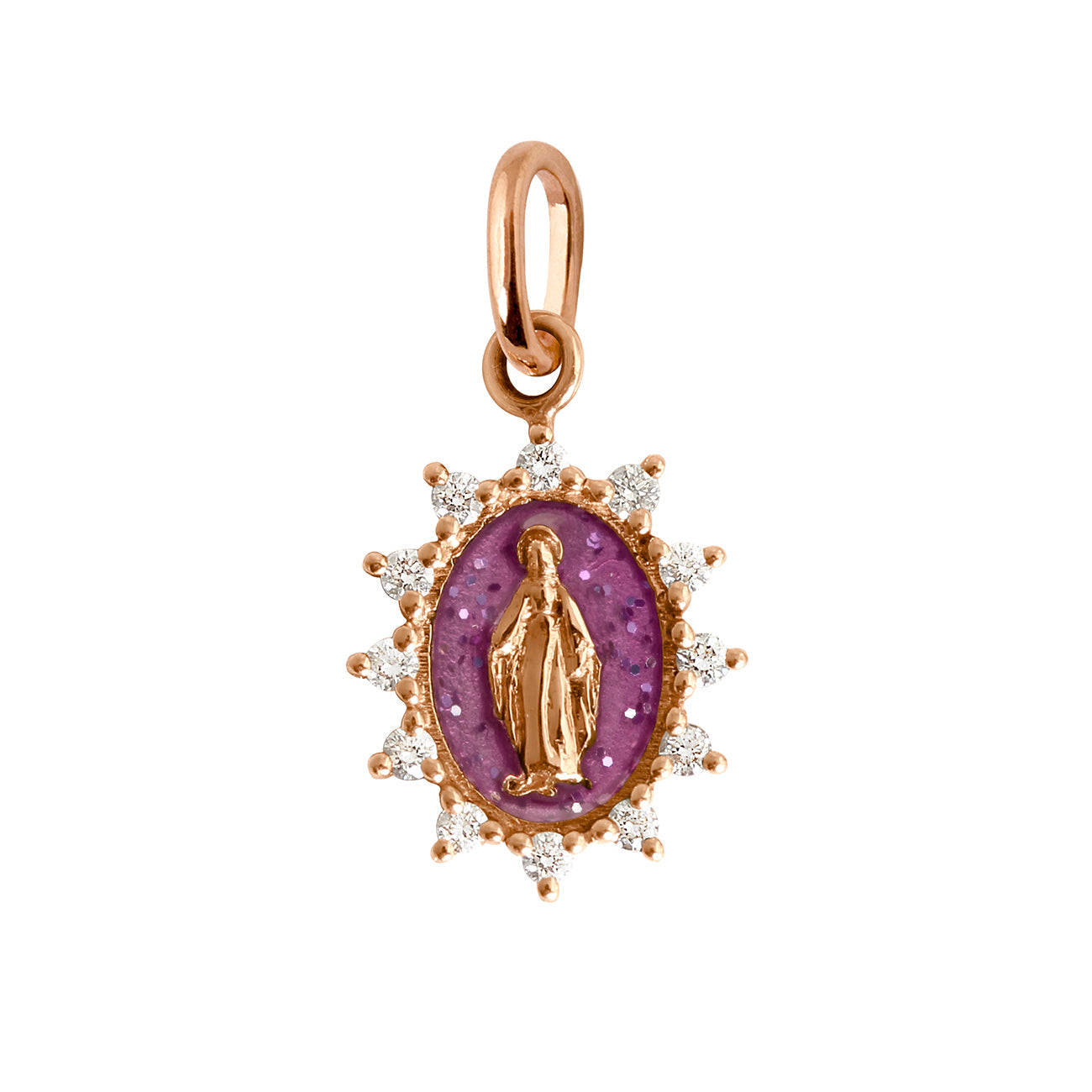 Gigi Clozeau - Pendentif galaxy Petite Madone Suprême, or rose, diamants