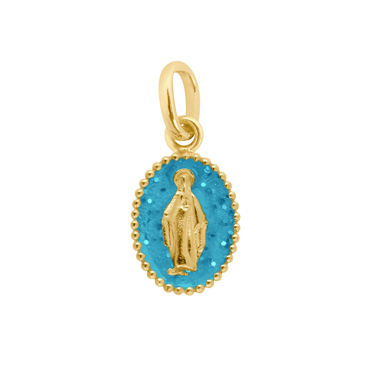 Gigi Clozeau - Pendentif Madone résine azur, or jaune
