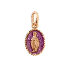 Gigi Clozeau - Pendentif Madone résine galaxy, or rose