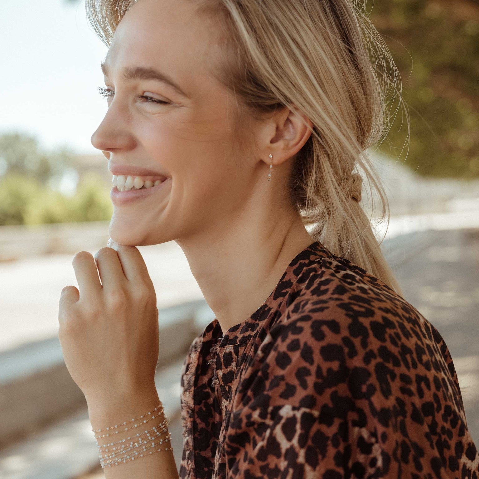 Gigi Clozeau - Bracelet opale Classique Gigi, or blanc, 15 cm