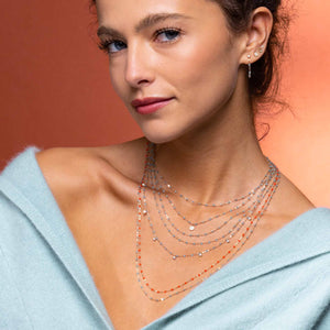 Gigi Clozeau - Gigi Supreme Classic 5 Diamond Necklace, Aqua, Rose Gold, 45 cm