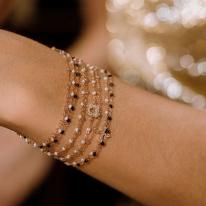 Bracelet gigi clozeau opale Croix Vintage diamants, or rose, 17 cm