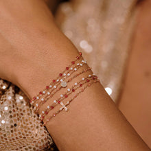 Gigi Clozeau - Bracelet corail Croix Vintage diamants, or rose, 17 cm