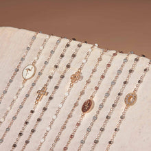 Bracelet blanc Lucky Trèfle, diamants, or rose, 17 cm