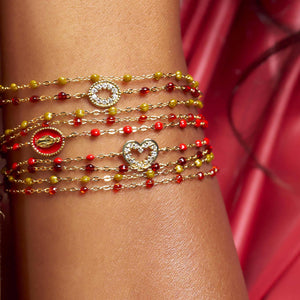 Gigi Clozeau - Bracelet rouge Classique Gigi, or jaune, 17 cm