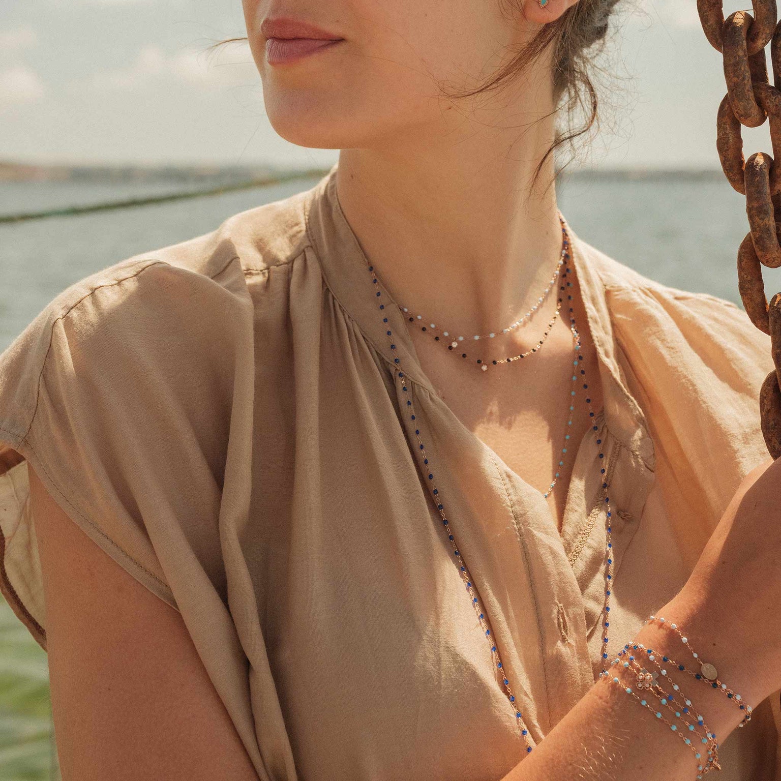 Gigi Clozeau - Collier quartz Gigi Suprême, or jaune, 1 diamant, 42 cm