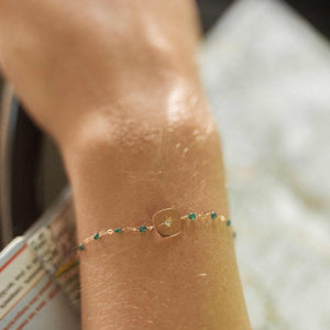 bracelet gigi Clozeau - Bracelet émeraude Miss Gigi diamant, or rose, 17 cm