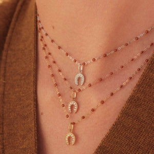 gigi clozeau - Pendentif Fer à cheval gigi Clozeau, or rose 18 carats serti de 9 diamants